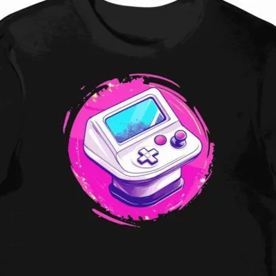 Koszulka męska czarna z motywem joysticka retro