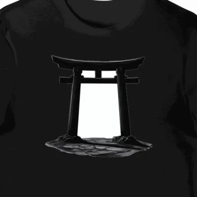 Koszulka męska czarna z motywem festiwalu i torii