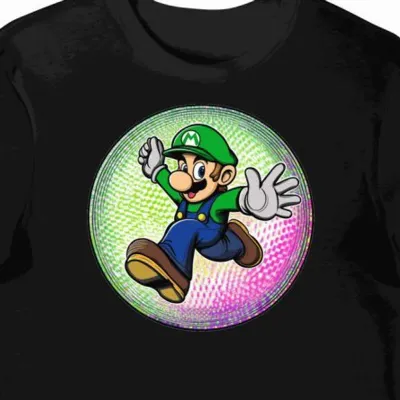 Koszulka męska czarna z motywem Mario i monetą