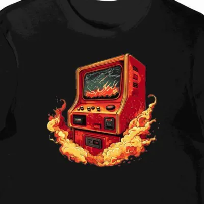 Koszulka męska czarna z motywem gier retro