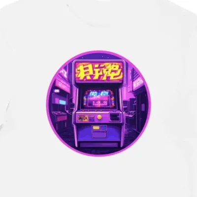 Koszulka męska biała z nadrukiem arcade i napisem