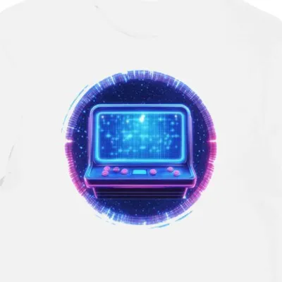 Koszulka męska biała z nadrukiem arcade retro