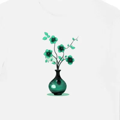 Koszulka męska biała z nadrukiem Ikebana