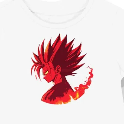 Koszulka damska biała z nadrukiem czerwonych włosów Goku 9331