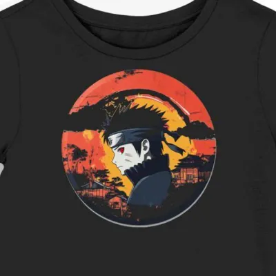 Koszulka damska czarna z motywem ikony Naruto