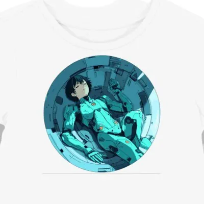 Koszulka damska biała z nadrukiem anime Evangelion