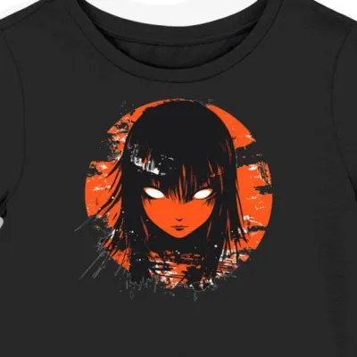 Koszulka damska czarna z nadrukiem pomarańczowej maski shinigami