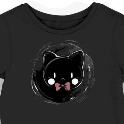 Koszulka damska czarna z nadrukiem kokardy Hello Kitty