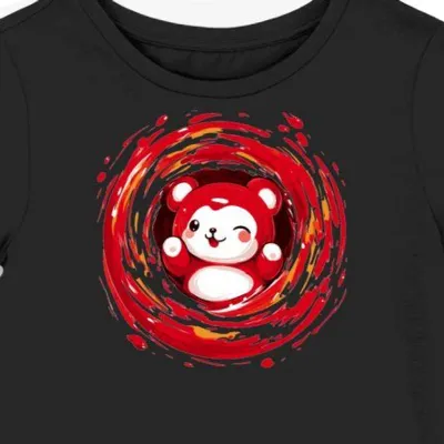 Koszulka damska czarna z motywem misia Rilakkuma