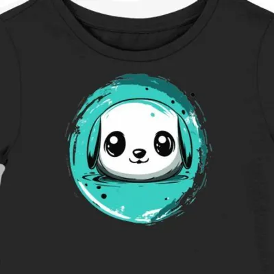 Koszulka damska czarna z motywem Pochacco w stylu kawaii