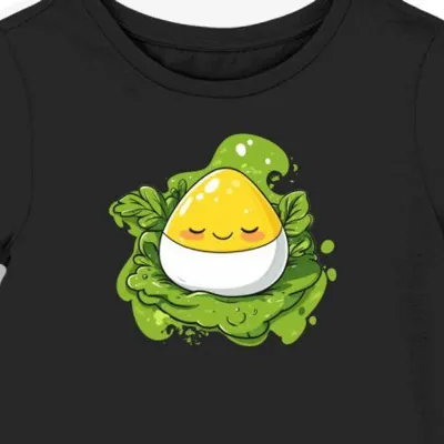 Koszulka damska czarna z motywem jajka Gudetama