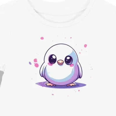 Koszulka damska biała z nadrukiem pingwina kawaii