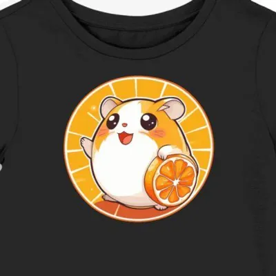 Koszulka damska czarna z nadrukiem Hamtaro i nasionek