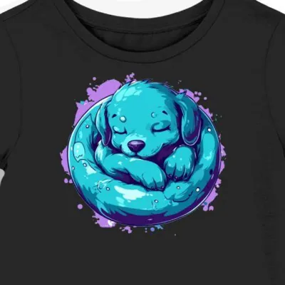 Koszulka damska czarna z motywem Pochacco Kawaii