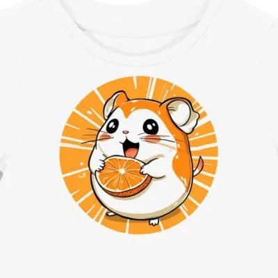 Koszulka damska biała z nadrukiem Hamtaro Kawaii