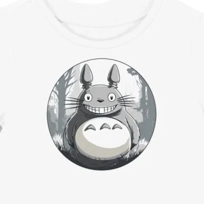 Koszulka damska biała z uśmiechniętym Totoro