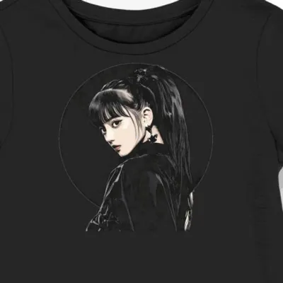 Koszulka damska czarna z motywem futuristic JPop
