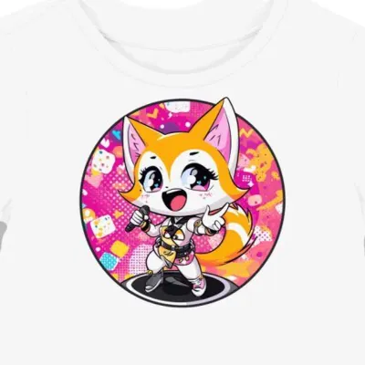 Koszulka damska biała z motywem złotego głosu Aggretsuko