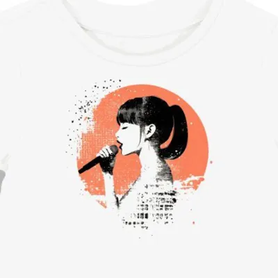 Koszulka damska biała z nadrukiem JPop Mic Hikaru