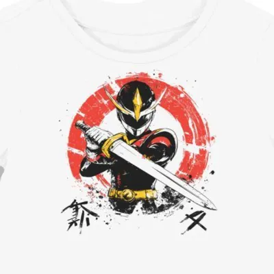 Koszulka damska biała z grafiką białego bohatera sentai