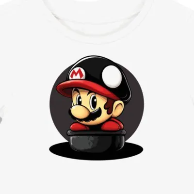 Koszulka damska biała z nadrukiem grzyba Mario