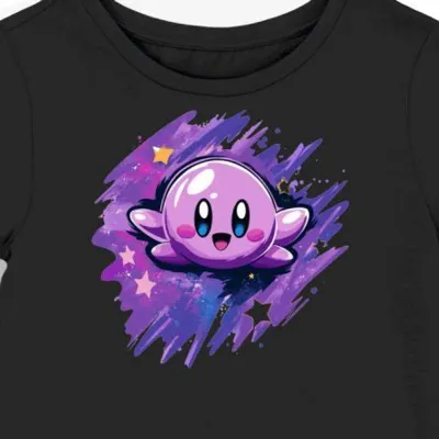 Koszulka damska czarna z motywem fioletowego Kirby