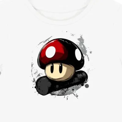 Koszulka damska biała z motywem grzyba Mario 9331