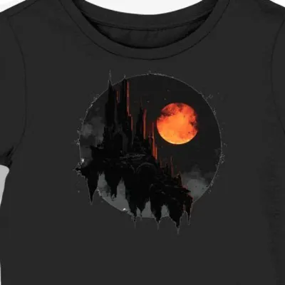Koszulka damska czarna z nadrukiem płomieni Dark Souls