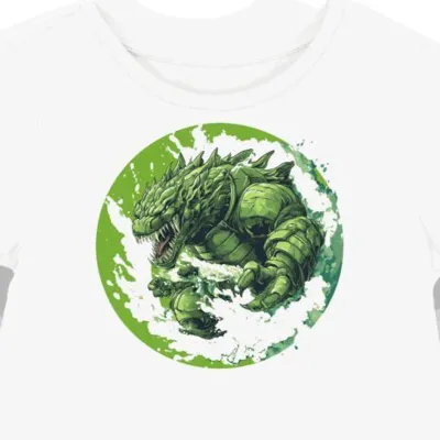 Koszulka damska biała z motywem zielonego Kaiju