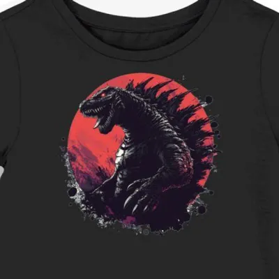 Koszulka damska czarna z motywem Kaiju Godzilla 9331