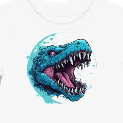 Koszulka damska biała z nadrukiem potwora kaiju