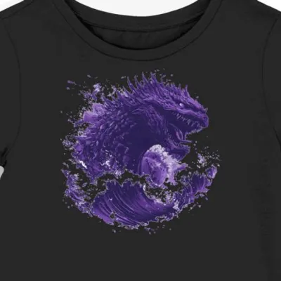 Koszulka damska czarna z nadrukiem króla Kaiju Ghidorah
