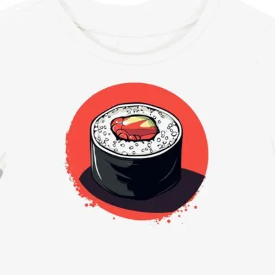 Koszulka damska biała z motywem sushi roll