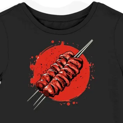 Koszulka damska czarna z nadrukiem japońskiego yakitori