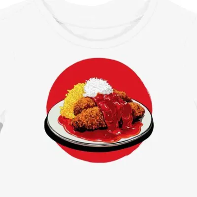 Koszulka damska biała z motywem czerwonego Katsu Curry