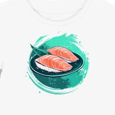Koszulka damska biała z motywem sushi sashimi
