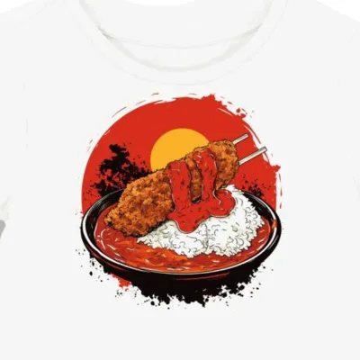 Koszulka damska biała z grafiką czerwonego curry