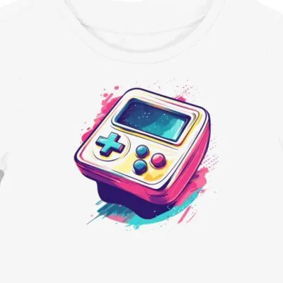 Koszulka damska biała z nadrukiem joysticka retro