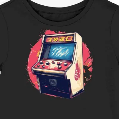 Koszulka damska czarna z nadrukiem joysticka arcade