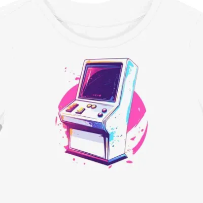 Koszulka damska biała z motywem joysticka arcade
