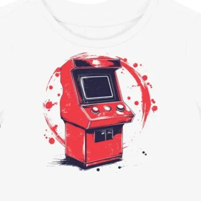 Koszulka damska biała z motywem arcade fighter