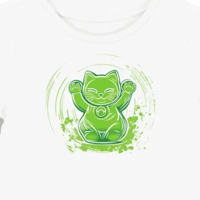 Koszulka damska biała z grafiką Maneki Neko