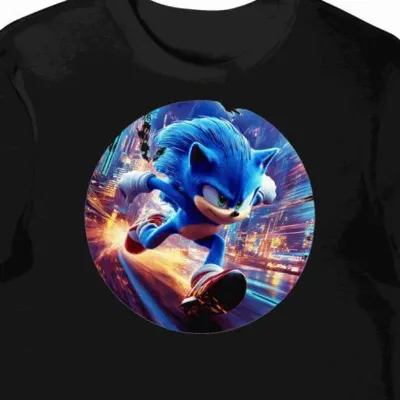 Koszulka męska czarna z motywem Sonic the Hedgehog 3