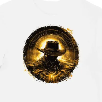 Koszulka męska biała z motywem Indiana Jones przygoda