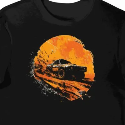 Koszulka męska czarna z motywem Furiosy i Mad Maxa