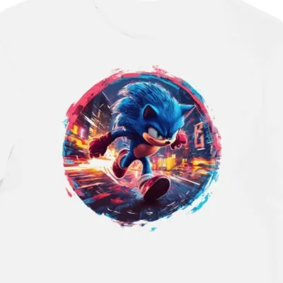Koszulka męska biała z motywem Sonic the Hedgehog