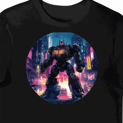 Koszulka męska czarna z motywem Transformers