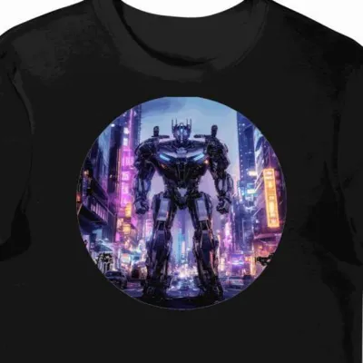 Koszulka męska czarna z nadrukiem Transformers