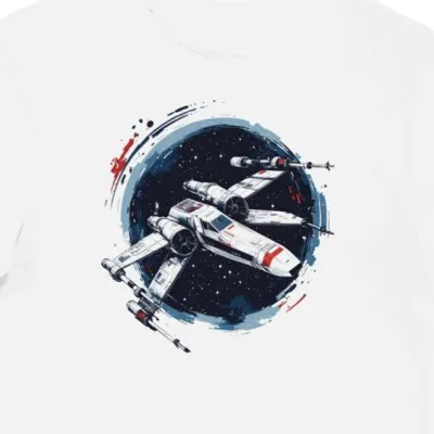 Koszulka męska biała z motywem myśliwca X-wing