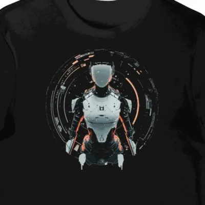 Koszulka męska czarna z grafiką ekscentrycznego robota